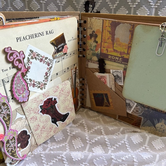 Handmade Vintage Travel Worldly Theme Junk Journal Scrapbook One of a Kind - Picture 13 of 16